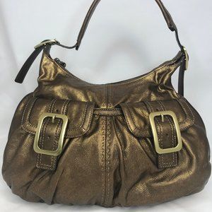 Cole Haan Metallic Bronze Pebbled Leather Hobo Bag NWOT